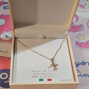 18K Gold Plated Airplane Necklace